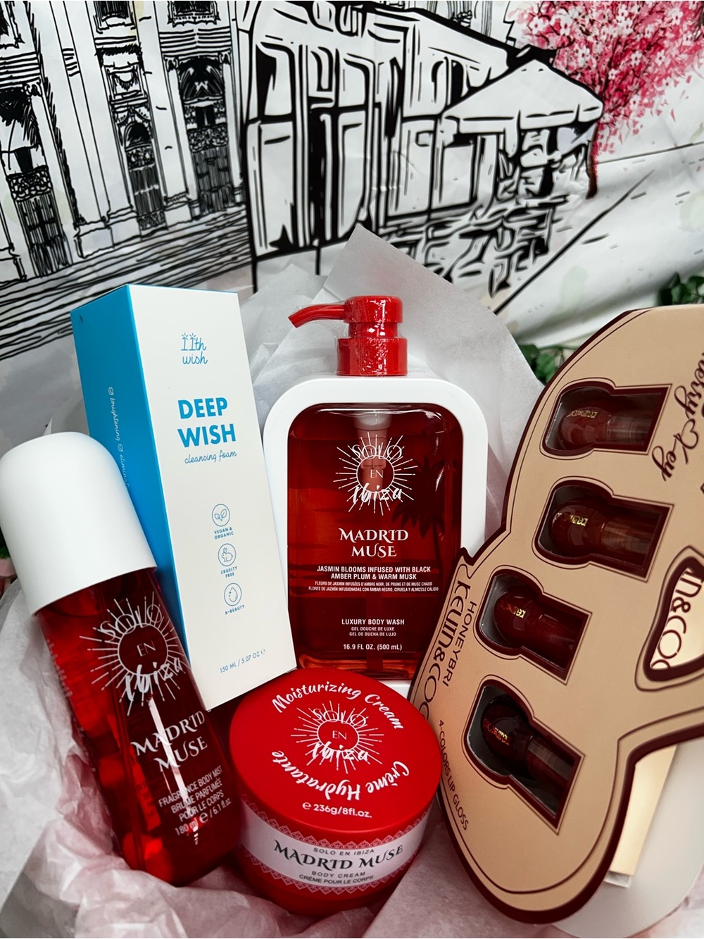 Red Luxury Body Care Set - Hydrating Body Wash & Cream